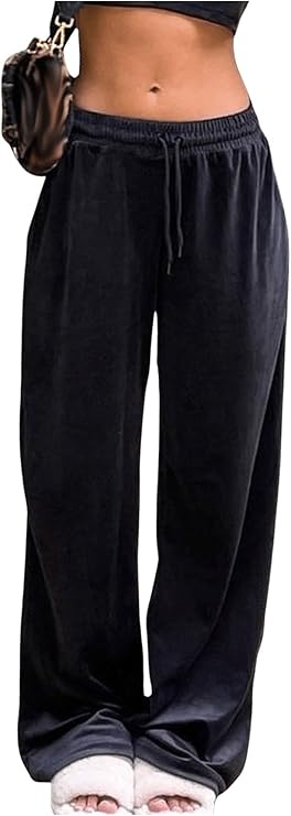 MakeMeChic Girl's Drawstring Waist Straight Leg Pants Loose Fit Slant Pocket Trousers
